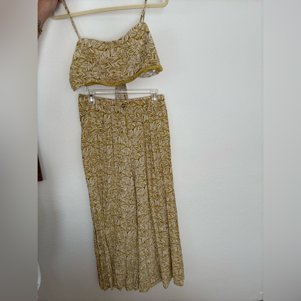 High-Waisted Pant & Top Set- yellow floral